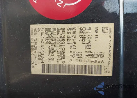 2020 Nissan Murano Sv Intelligent Awd z USA, uszkodzony, nr VIN 5N1AZ2BS2LN143264